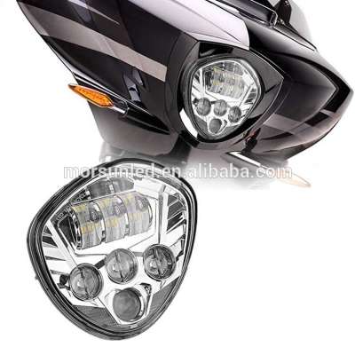 Cross Country Headlights Black/Chrome Bezel LED Motorcycle Headlights with High Low Beam for 2010-2016 Cross Country 2014-2016