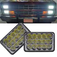 4X6 inch LED Headlight Replacement for Freightliner Peterbilt Kenworth Chevrolet Oldsmobile Cutlass Trucks - Chrome