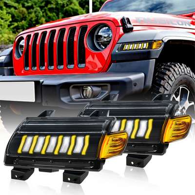 Wrangler JL Sahala/Rubicon Front Turn Signals Front LED DRL Fender Lights For Jeep JL 2018 2019 2020