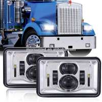 4x6 inch LED Headlights Rectangular Replacement H4651 H4652 H4656 H4666 H6545 with DRL for Peterbil Kenworth Freightinger Ford