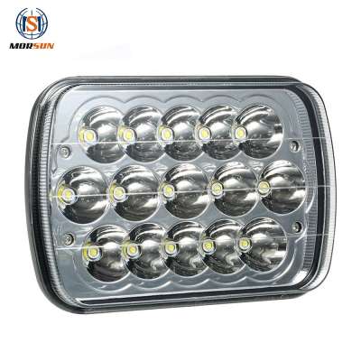 7x6" inch Halo LED Headlights 5x7 inch Square LED Headlamp with Arrow Angel Eyes DRL Turn Signal Light